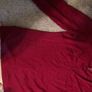 Red sleeve. Cut out neck line